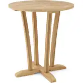 Descanso Outdoor 35" Round Bar Height Dining Table in Honey Teak