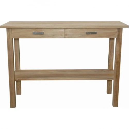 Atlanta Outdoor 2-Drawer Serving Table with Shelf in Honey Teak