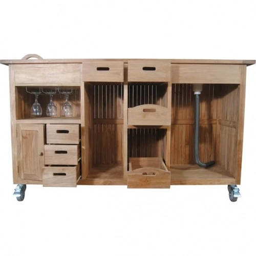 Safari Outdoor Bar Table in Honey Golden Brown Teak