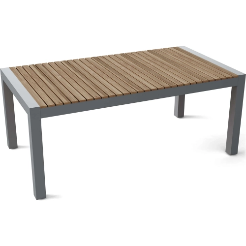 Seville Outdoor 73" Dining Table in Teak & Dark Gray Aluminum