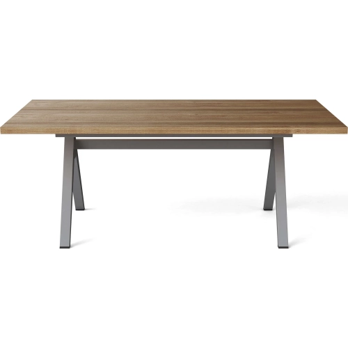 Alura Outdoor 79" Dining Table in Teak Wood & Dark Gray Aluminum