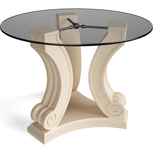 Regency Outdoor 42" Entry Table in Antique Beige Cast Limestone & Glass