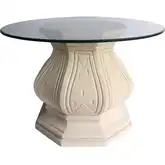 Louis XIV Outdoor 42" Octagonal Dining Table in Beige Cast Limestone & Glass