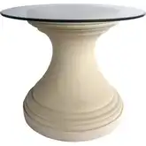 Fairbank Outdoor 36" Round Dining Table in Antique Beige Cast Limestone & Glass