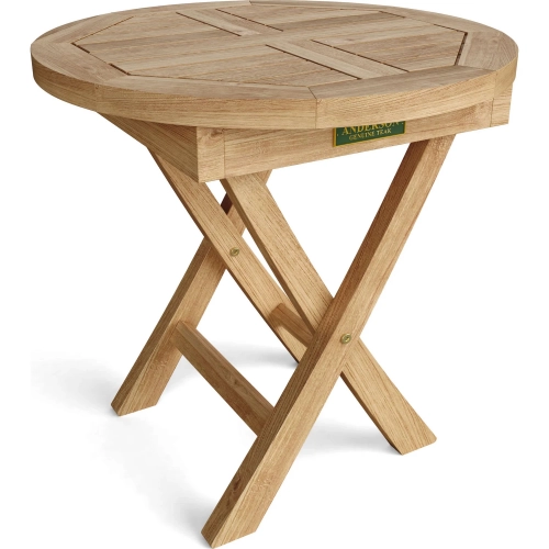 Bahama Outdoor 20" Round Folding Side Table in Honey Golden Brown Teak