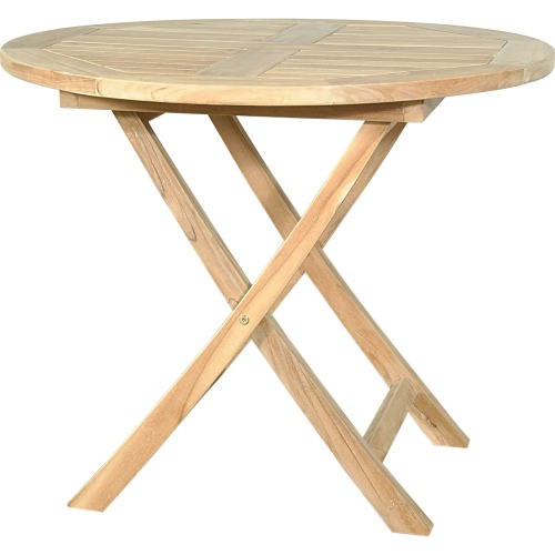 Bahama Outdoor 35" Round Folding Bistro Dining Table in Honey Teak