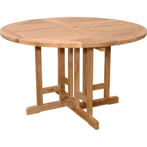 Butterfly Outdoor 47" Round Folding Table in Honey Golden Brown Teak