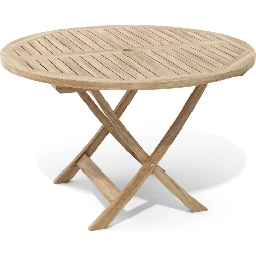 Bahama Outdoor 47" Round Folding Dining Table in Honey Golden Brown Teak