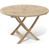 Bahama Outdoor 47" Round Folding Dining Table in Honey Golden Brown Teak