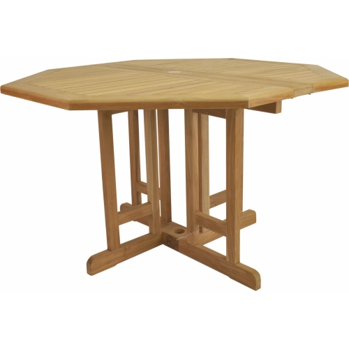 Butterfly 47" Octagonal Folding Table in Honey Golden Brown Teak