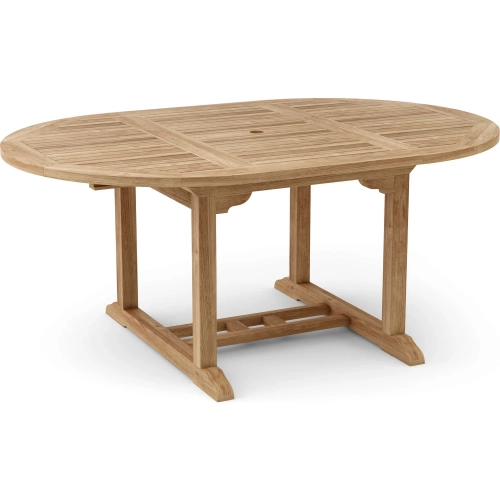 Bahama Outdoor 47" Round to 71" Oval Dining Table in Honey Teak