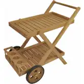 Cobana Outdoor Serving Trolley Cart in Honey Golden Brown Teak