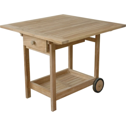 Danica Outdoor Serving Table Trolley Cart in Honey Golden Brown Teak
