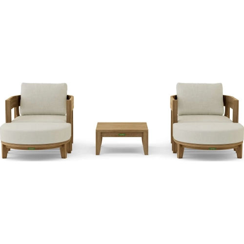 Coronado Outdoor 5-Piece Deep Seating Accent Chair Set in Honey Teak & Cushion