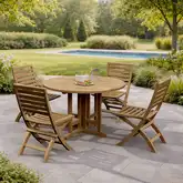 Andrew & Butterfly Outdoor 5-Piece Folding Dining Set in Honey Teak