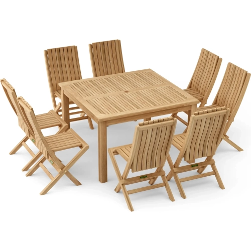 Windsor & Comfort Outdoor 7-Piece Folding Dining Set in Honey Golden Teak