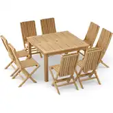Windsor & Comfort Outdoor 7-Piece Folding Dining Set in Honey Golden Teak