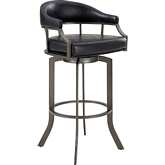 Pharaoh 30" Swivel Bar Stool in Mineral Finish & Black Leatherette