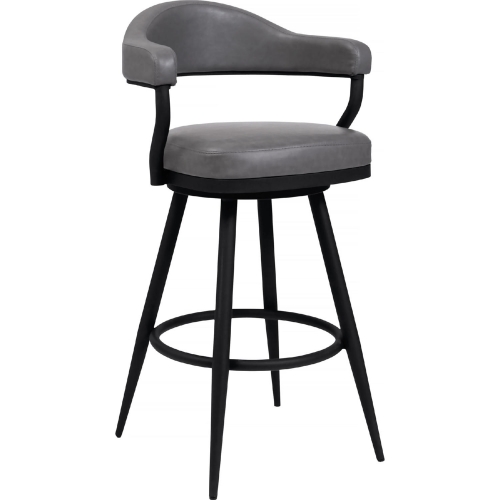 Amador 30" Bar Stool in a Black Metal & Vintage Gray Leatherette