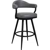 Amador 30" Bar Stool in a Black Metal & Vintage Gray Leatherette