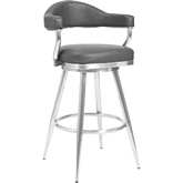 Amador 26" Counter Stool in Vintage Grey Leatherette & Brushed Steel
