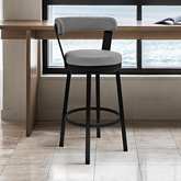 Bryant 30" Swivel Bar Stool in Gray Leatherette & Black Metal