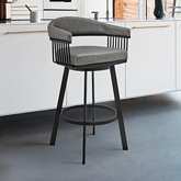 Chelsea 30" Swivel Bar Stool in Gray Leatherette & Black Metal