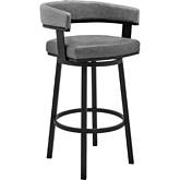 Cohen 26" Swivel Counter Stool in Gray Leatherette & Black Metal