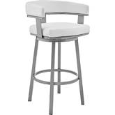 Cohen 26" Swivel Counter Stool in White Leatherette & Silver Metal