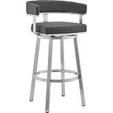 Cohen 26" Swivel Counter Stool in Gray Leatherette & Brushed Stainless