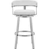 Cohen 30" Swivel Bar Stool in White Leatherette & Brushed Stainless