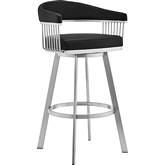 Bronson 25" Swivel Counter Stool in Black Leatherette & Brushed Stainless