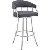 Palmdale 26" Swivel Counter Stool in Grey Leatherette & Silver Metal