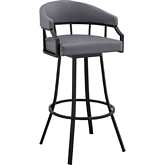 Palmdale 26" Swivel Counter Stool in Grey Leatherette & Black Metal