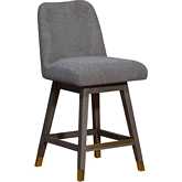 Amalie Swivel Counter Stool in Grey Oak Finish & Grey Boucle Fabric