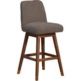 Amalie Swivel Bar Stool in Brown Oak Finish & Taupe Boucle Fabric