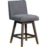 Basila Swivel Counter Stool in Grey Oak Finish & Grey Fabric