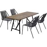 Koala & Clip 5 Piece Dining Set in Light Eucalyptus, Metal & Grey Rope