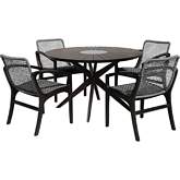 Sachi & Brighton 5 Piece Dining Set in Dark Eucalyptus & Grey Rope