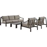 Mongo 4 Piece Outdoor Sofa Set in Dark Brown Aluminum & Fabric