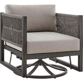 Cuffay Outdoor Swivel Glider Lounge Chair in Dark Brown Aluminum & Cushions (Set of 2)