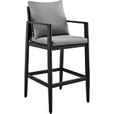 Grand Outdoor 26" Counter Stool in Black Aluminum & Grey Fabric (Set of 2)