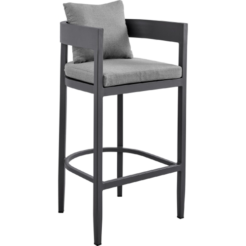 Argiope 26" Outdoor Counter Stool in Grey Aluminum & Grey Fabric