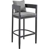 Argiope 26" Outdoor Counter Stool in Grey Aluminum & Grey Fabric
