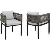 Felicia Outdoor Dining Chair in Black Aluminum, Rope & Grey Fabric (Set of 2)
