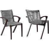 Nabila Outdoor Dining Chair in Dark Eucalyptus & Grey Rope (Set of 2)