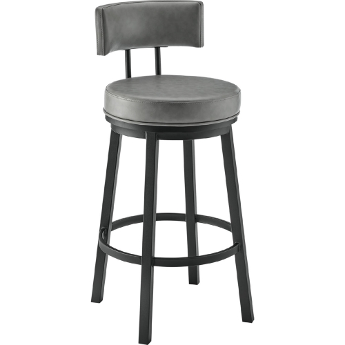 Dalza 26" Swivel Counter Stool in Black Finish & Grey Leatherette