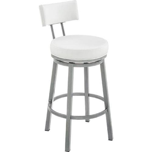 Dalza 30" Swivel Bar Stool in Cloud Finish & White Leatherette