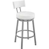 Dalza 30" Swivel Bar Stool in Cloud Finish & White Leatherette