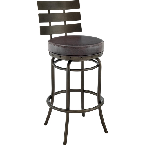 Natya 26" Swivel Counter Stool in Mocha Finish & Brown Leatherette